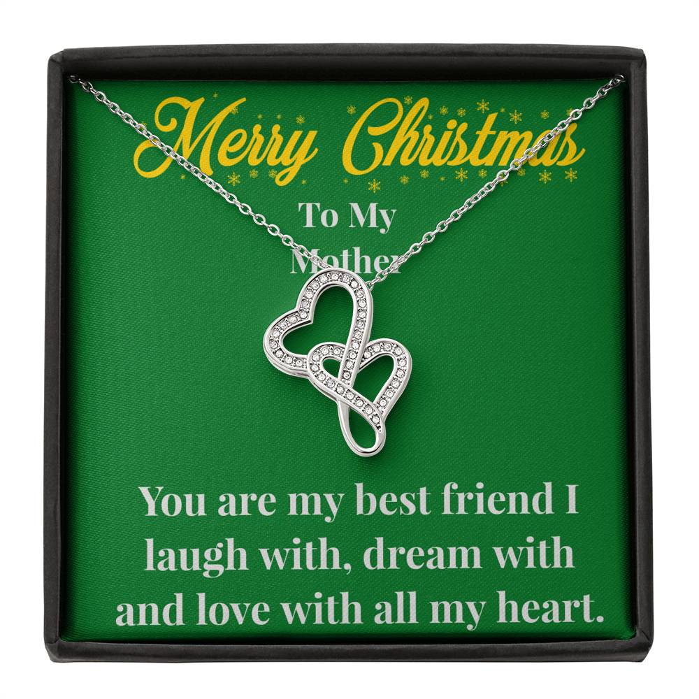 Merry Christmas To My Mother Double Heart Necklace - Gift for Mom - Necklace for Mom