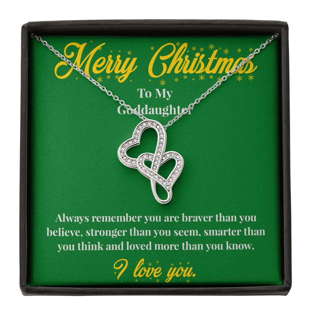Merry Christmas To My Goddaughter - Double Hearts Necklace - Christmas Gift for Goddaughter - Necklace for Goddaughter