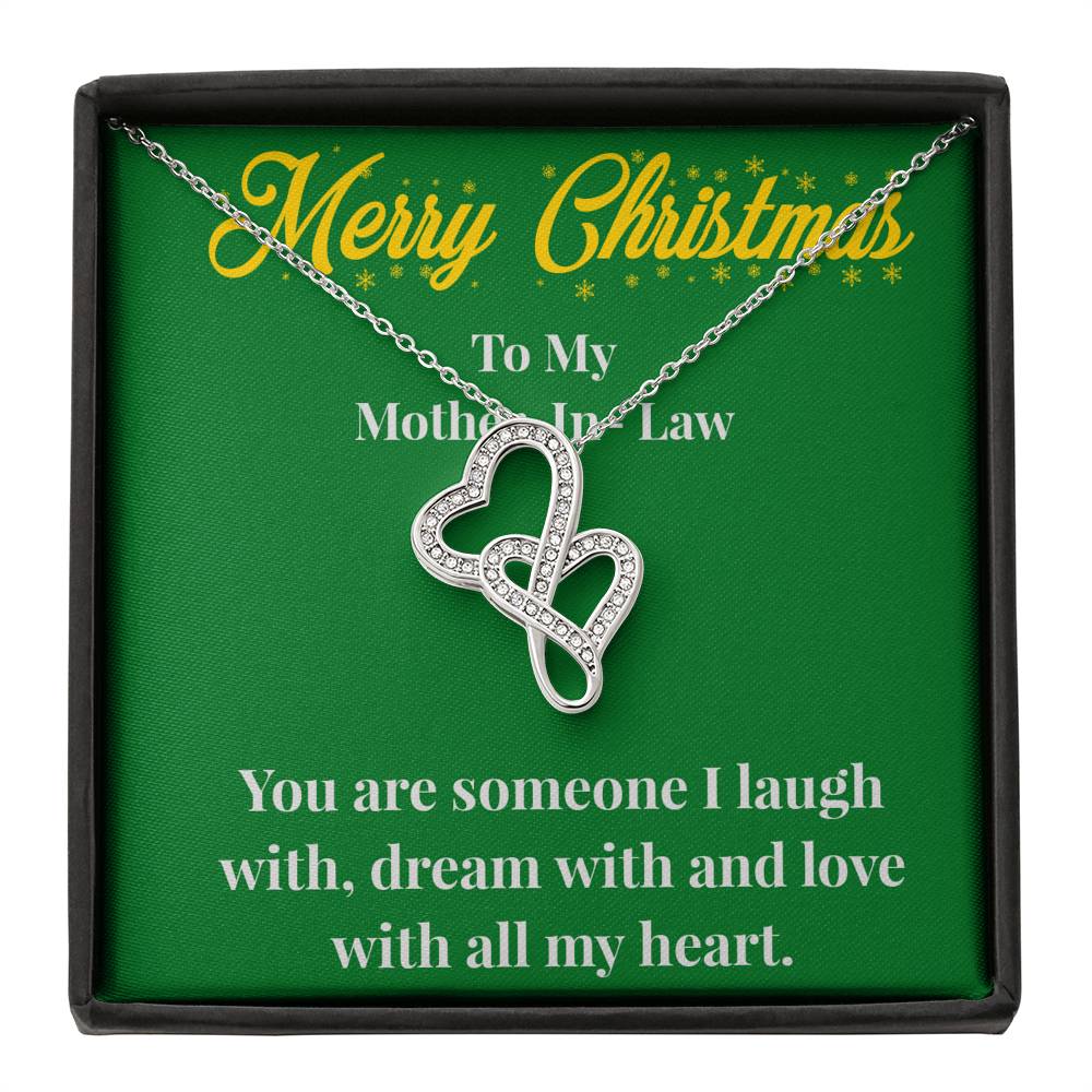Merry Christmas To My Mother-In-Law Double Heart Necklace - Gift for Mother - Necklace for Mother-In-Law