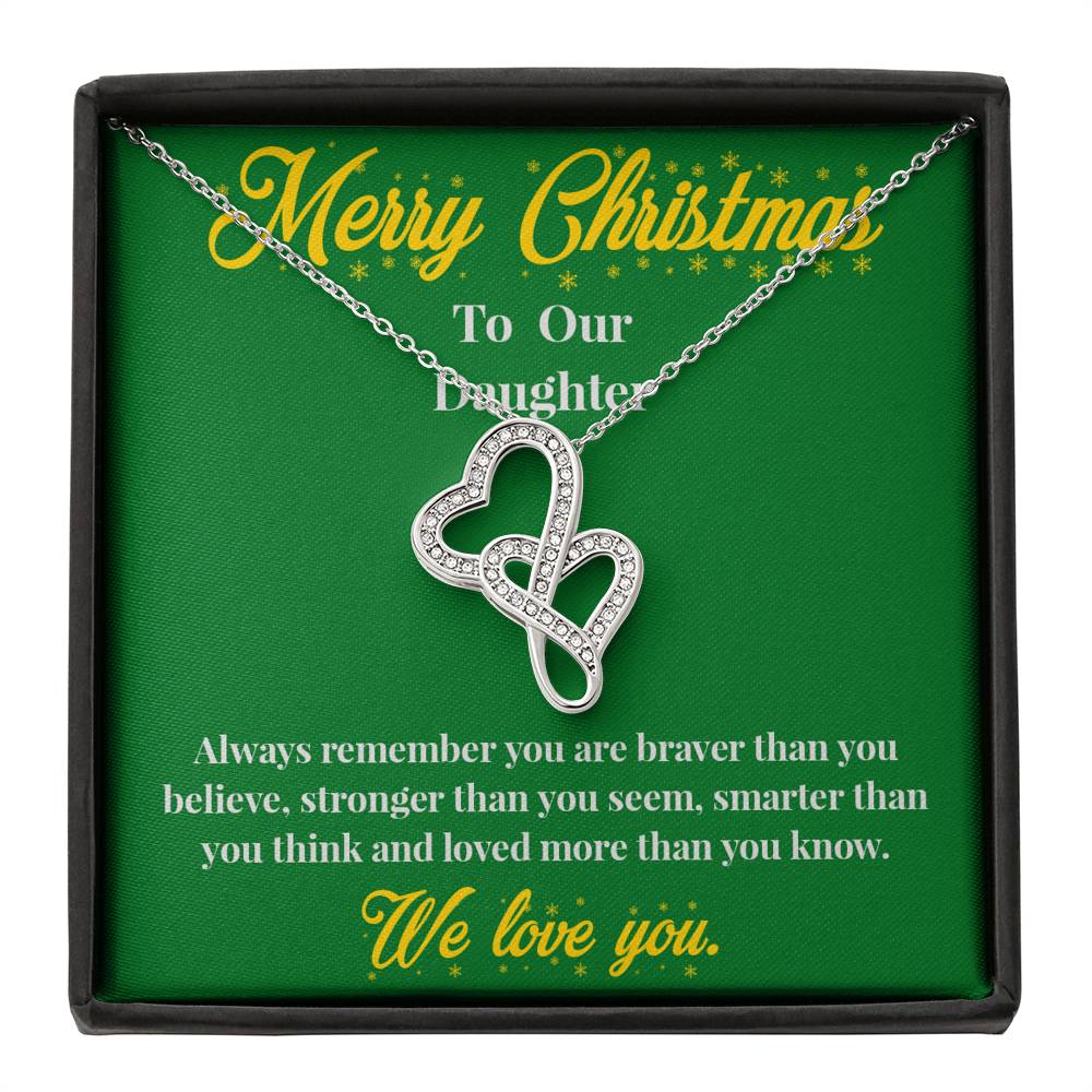 Merry Christmas to Our Daughter - Double Heart Necklace - Christmas Gift for Daughter - Necklace for Daughter