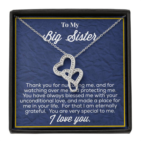 To My Big Sister Double Hearts Necklace