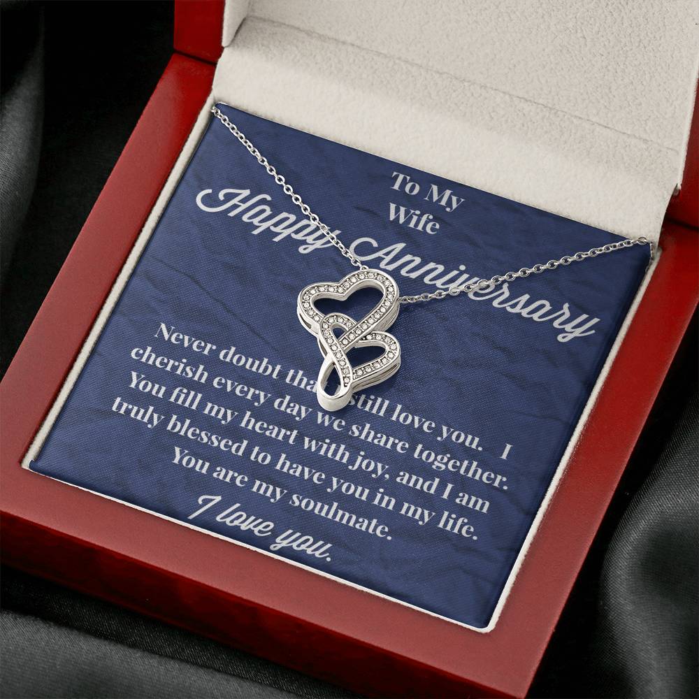 Happy Anniversary To My Wife Double Hearts Necklace - Wedding Anniversary Gift - Necklace for Wife