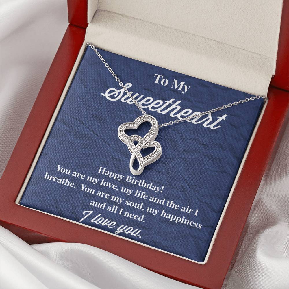 Happy Birthday To My Sweetheart Double Hearts Necklace - Jewelry for Wife - Necklace for Wife