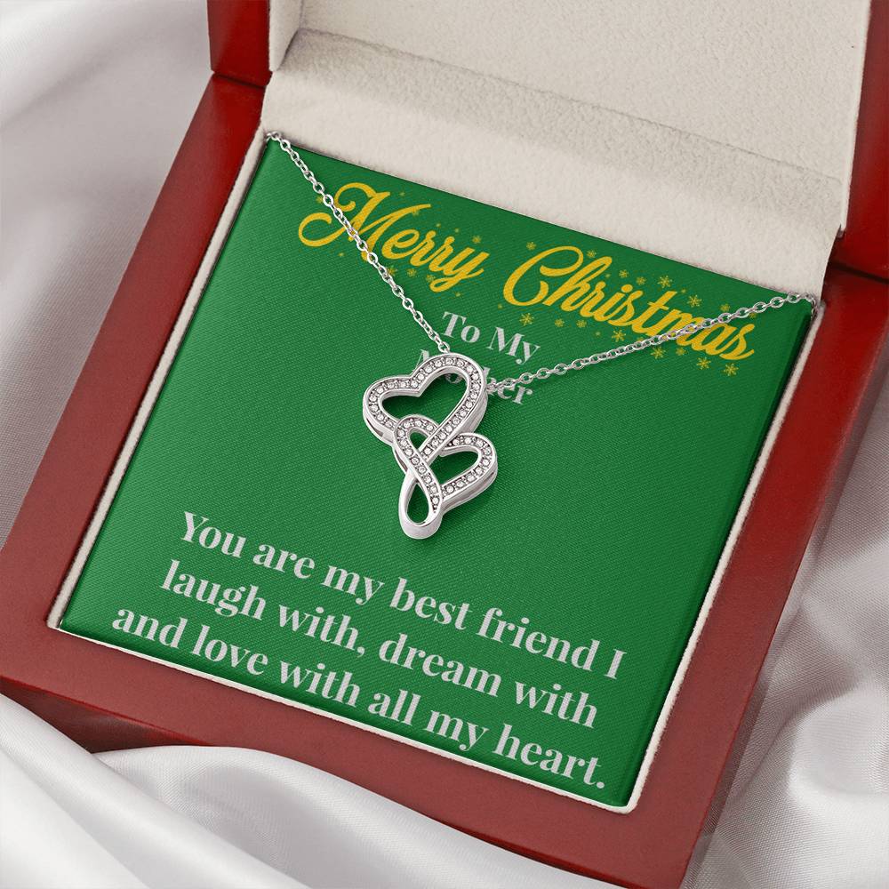 Merry Christmas To My Mother Double Heart Necklace - Gift for Mom - Necklace for Mom