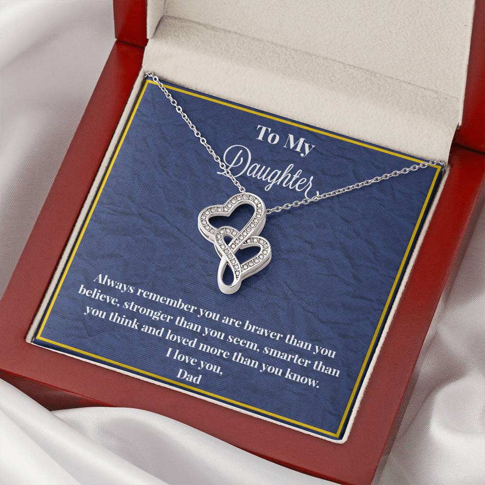 To My Daughter Always Remember Double Heart Necklace