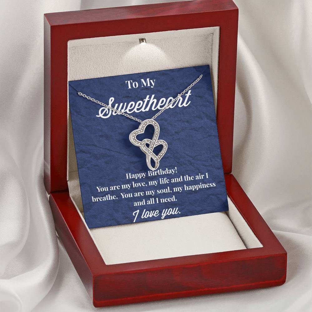 Happy Birthday To My Sweetheart Double Hearts Necklace - Jewelry for Wife - Necklace for Wife