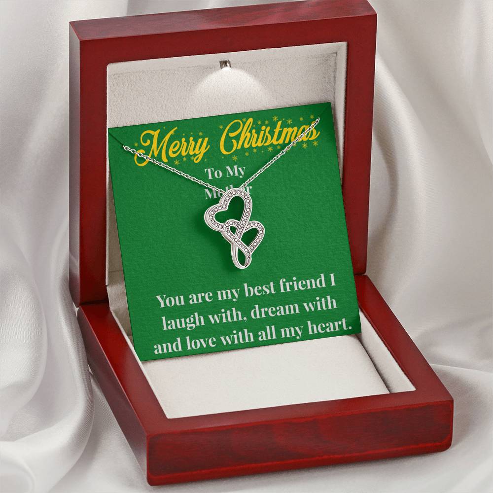 Merry Christmas To My Mother Double Heart Necklace - Gift for Mom - Necklace for Mom