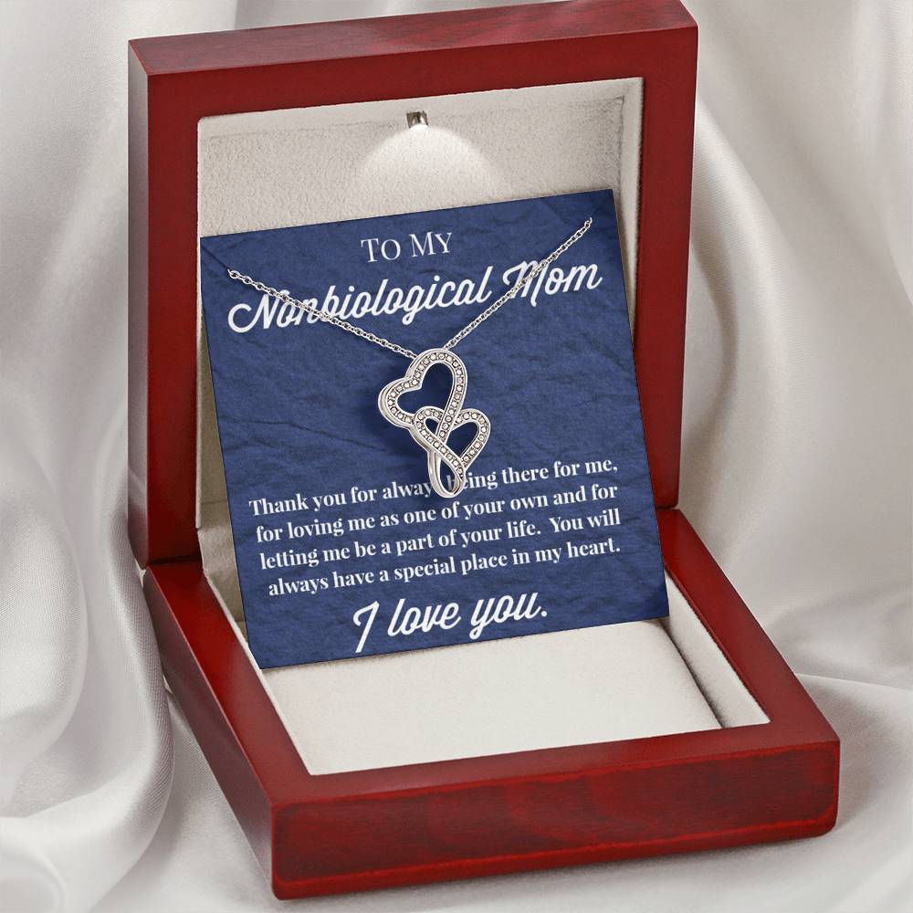 To My Nonbiological Mom Double Hearts Necklace, Bonus Mom Necklace, Stepmom Necklace, Bonus Mom Jewelry