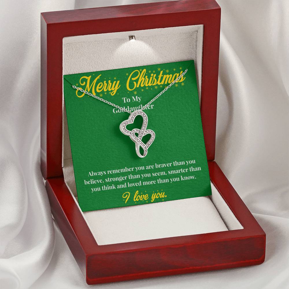 Merry Christmas To My Goddaughter - Double Hearts Necklace - Christmas Gift for Goddaughter - Necklace for Goddaughter