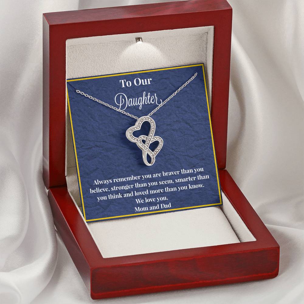 To Our Daughter Always Remember Double Hearts Necklace