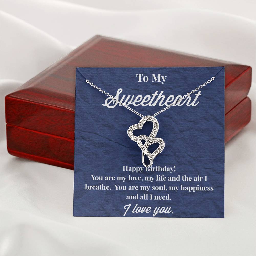 Happy Birthday To My Sweetheart Double Hearts Necklace - Jewelry for Wife - Necklace for Wife