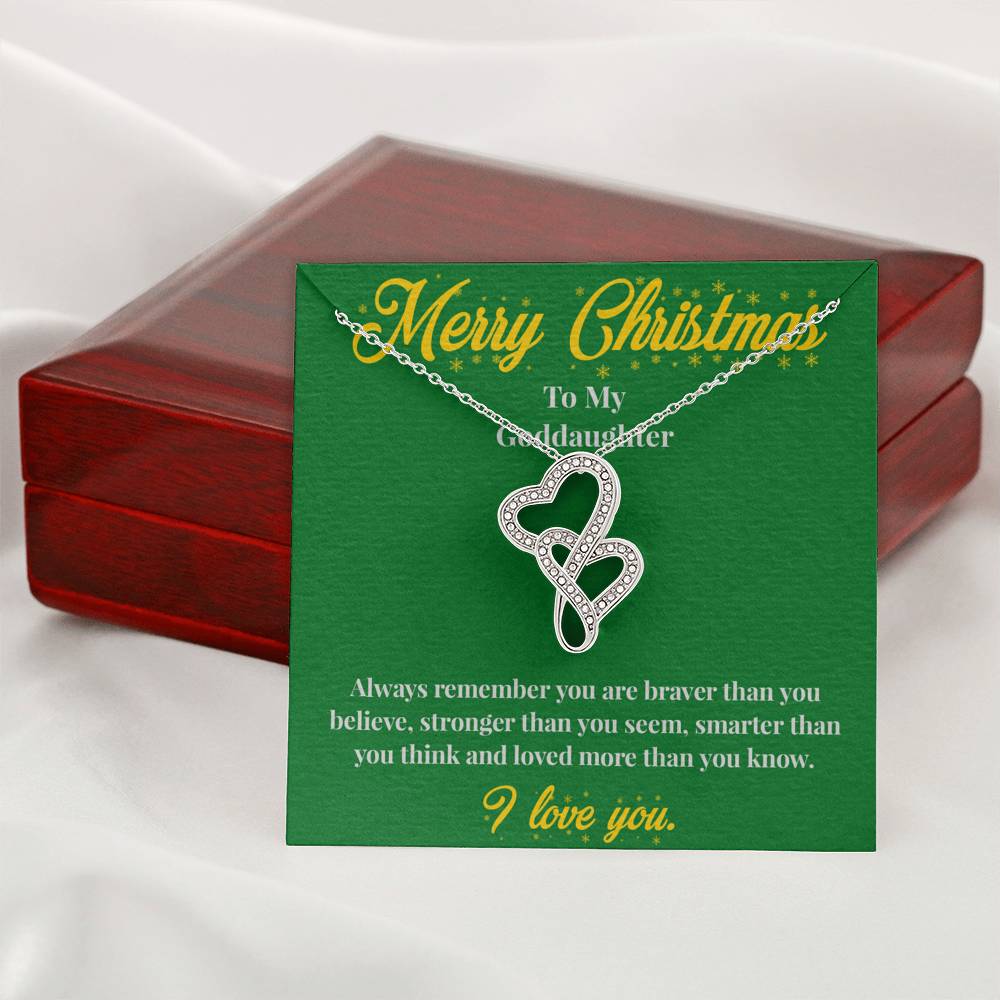 Merry Christmas To My Goddaughter - Double Hearts Necklace - Christmas Gift for Goddaughter - Necklace for Goddaughter