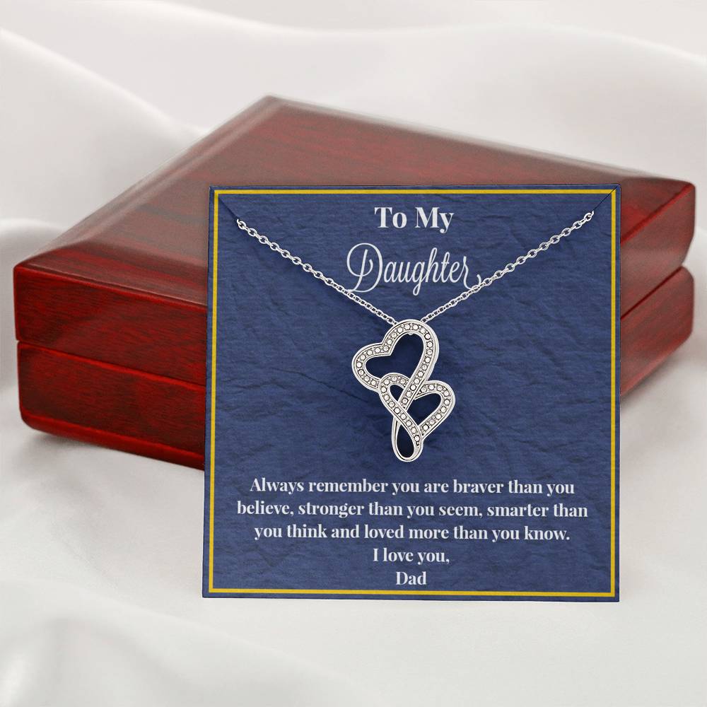 To My Daughter Always Remember Double Heart Necklace