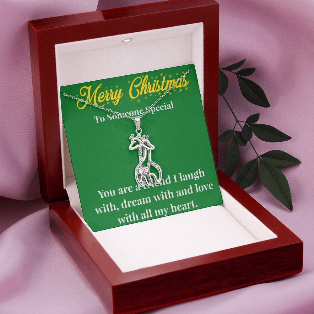 Merry Christmas To My Friend Graceful Love Giraffe Necklace - Gift for Friend - Necklace for A Friend