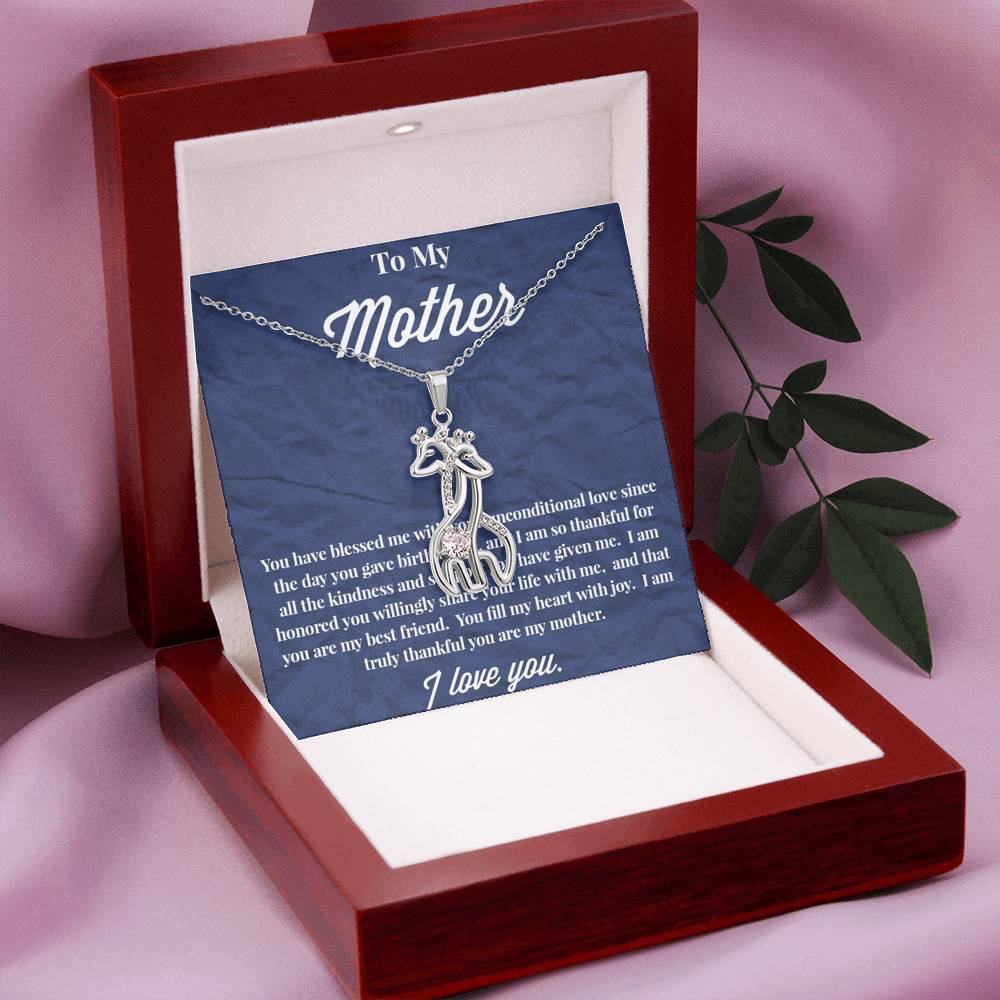 To My Mother Graceful Love Giraffe Necklace - Jewelry for Mom - Necklace for Mom - Gift for Mom