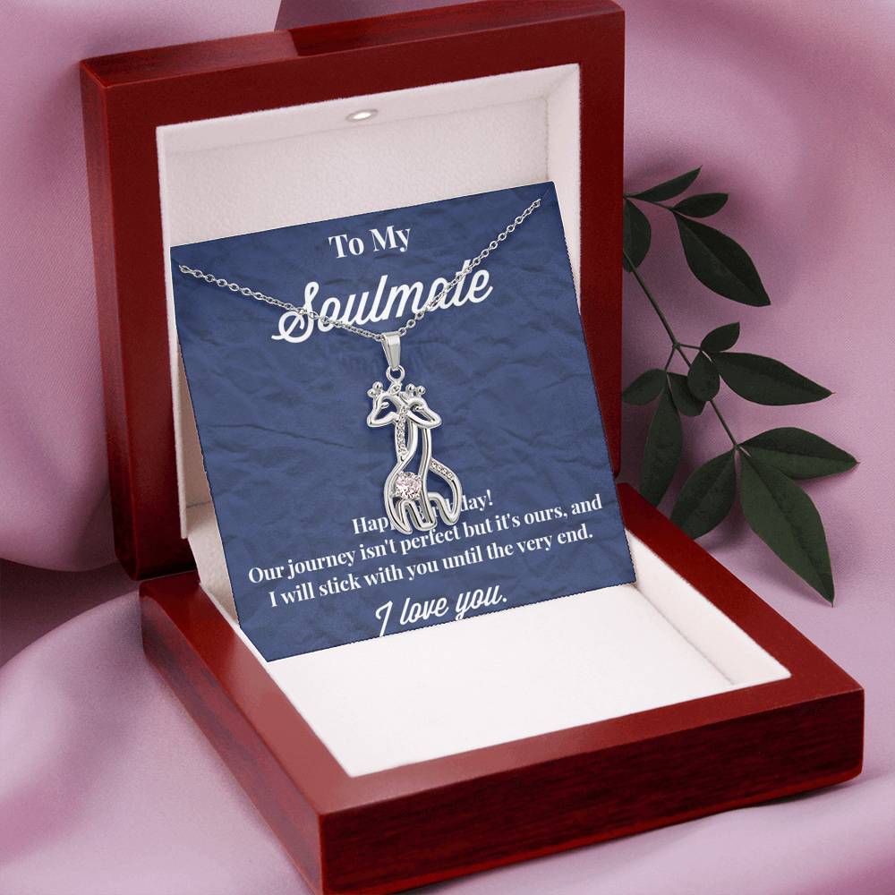 Happy Birthday To My Soulmate Graceful Love Giraffe Necklace - Jewelry for Wife - Necklace for Wife