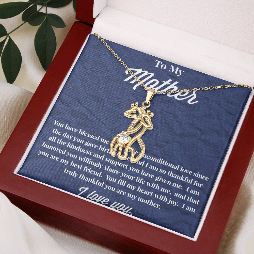 To My Mother Graceful Love Giraffe Necklace - Jewelry for Mom - Necklace for Mom - Gift for Mom