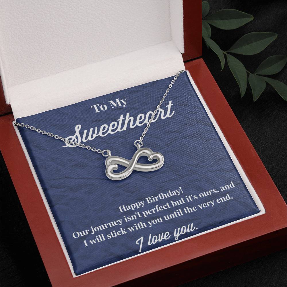 Happy Birthday To My Sweetheart Infinity Hearts Necklace - Sweetheart Necklace - Jewelry for Wife - Necklace for Wife