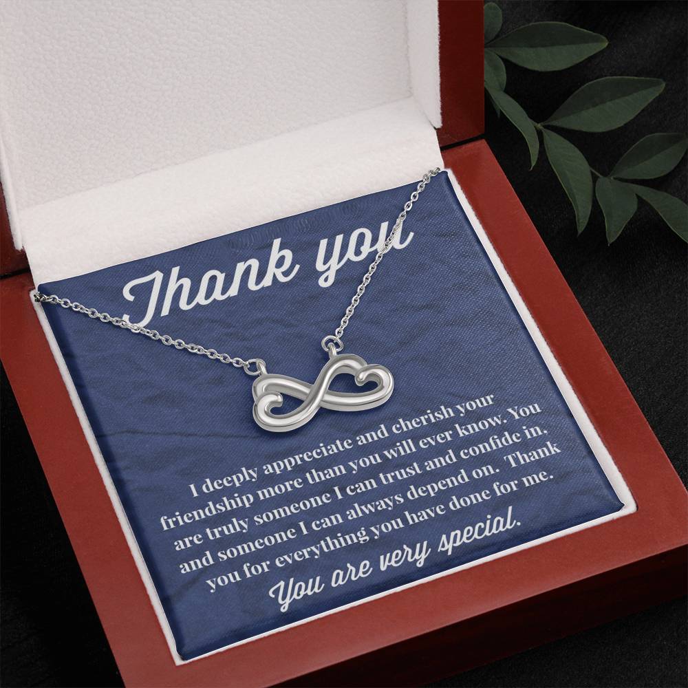 Thank You Infinity Hearts Necklace - Thank You Gift - Necklace for Friend
