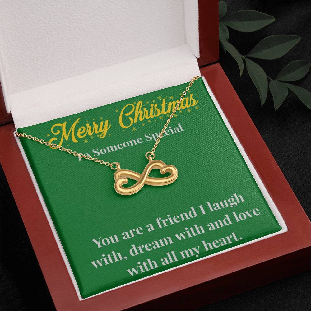 Merry Christmas To My Friend Infinity Hearts Necklace - Gift for Friend - Necklace for A Friend