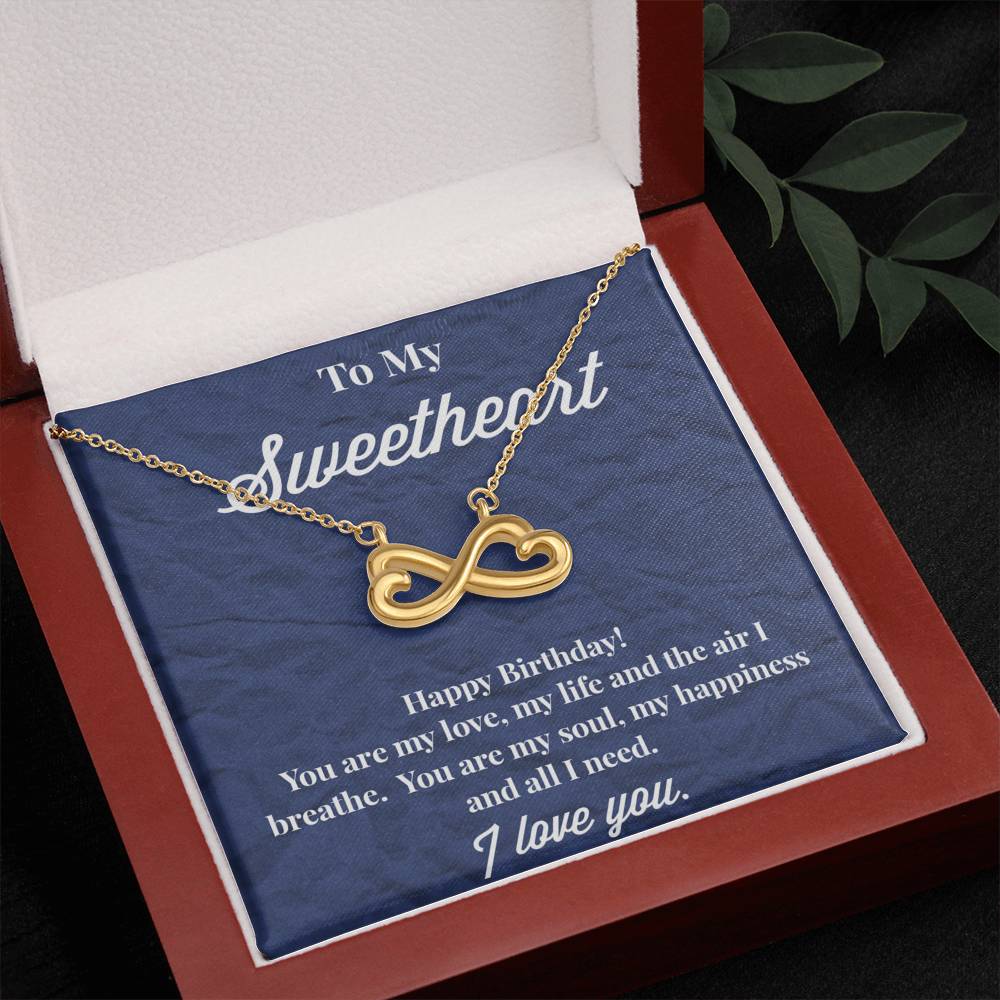 Happy Birthday To My Sweetheart Infinity Hearts Necklace - Jewelry for Wife - Necklace for Wife