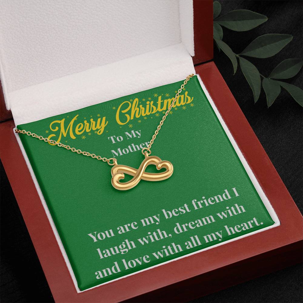 Merry Christmas To My Mother Infinity Hearts Necklace - Gift for Mom - Necklace for Mom