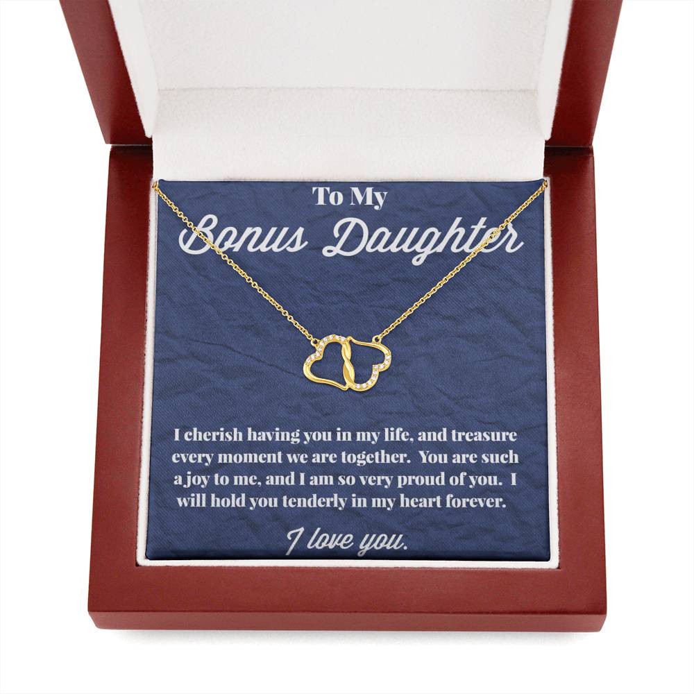 To My Bonus Daughter Everlasting Love Gold Necklace - Jewelry for Bonus Daughter - Necklace for Stepdaughter