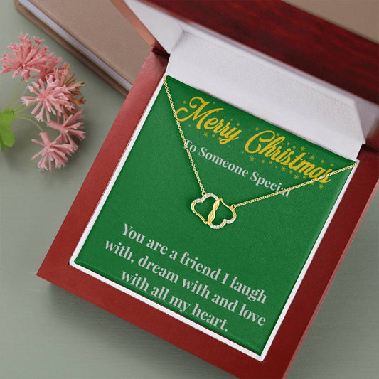 Merry Christmas To My Friend 10K Gold Everlasting Love Necklace - Gift for Friend - Necklace for A Friend