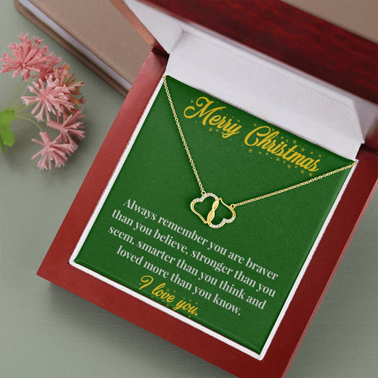 Merry Christmas 10K Gold Everlasting Love Necklace - Necklace for Daughter - Cousin - Niece_ Necklace for Friend