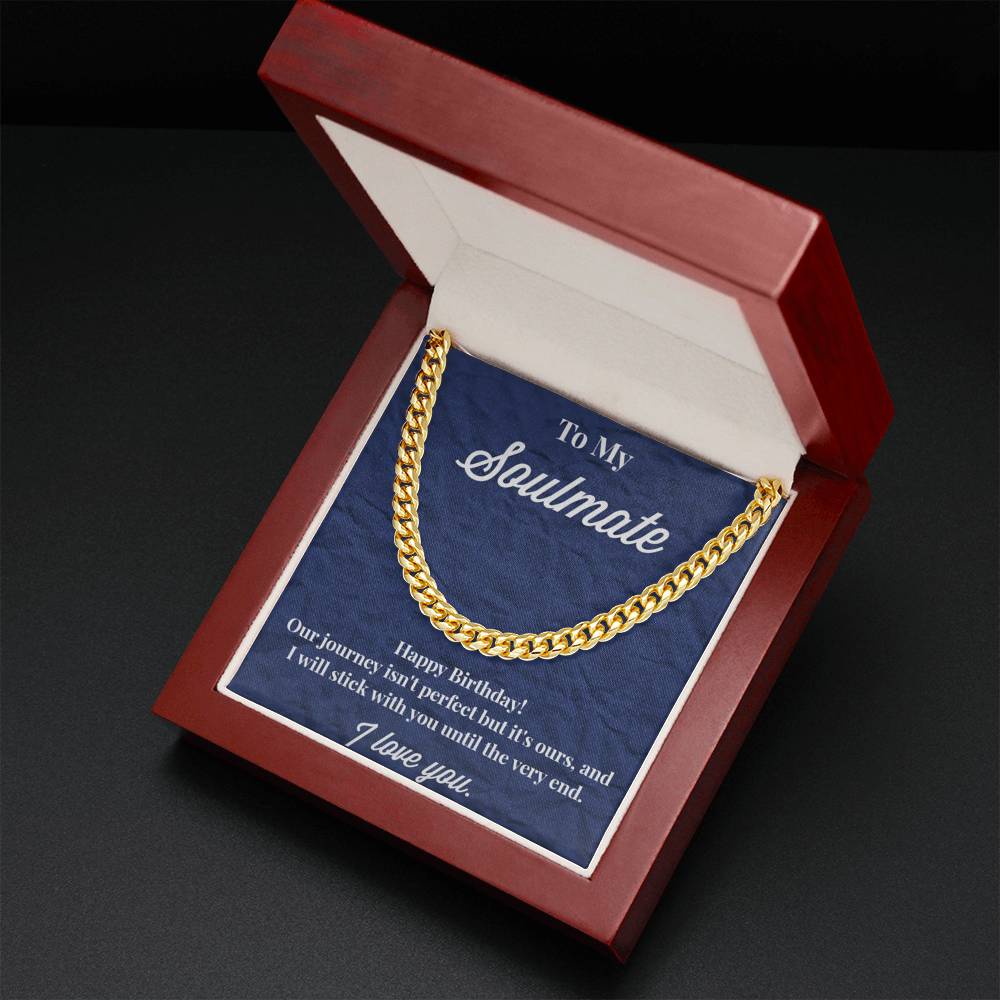 To My Soulmate Cuban Link Chain Necklace - Necklace for Husband - Boyfriend - Sweetheart