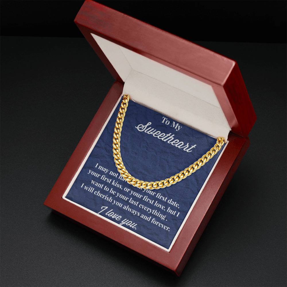 To My Sweetheart Cuban Link Chain Necklace - Gift for Man - Necklace for Sweetheart