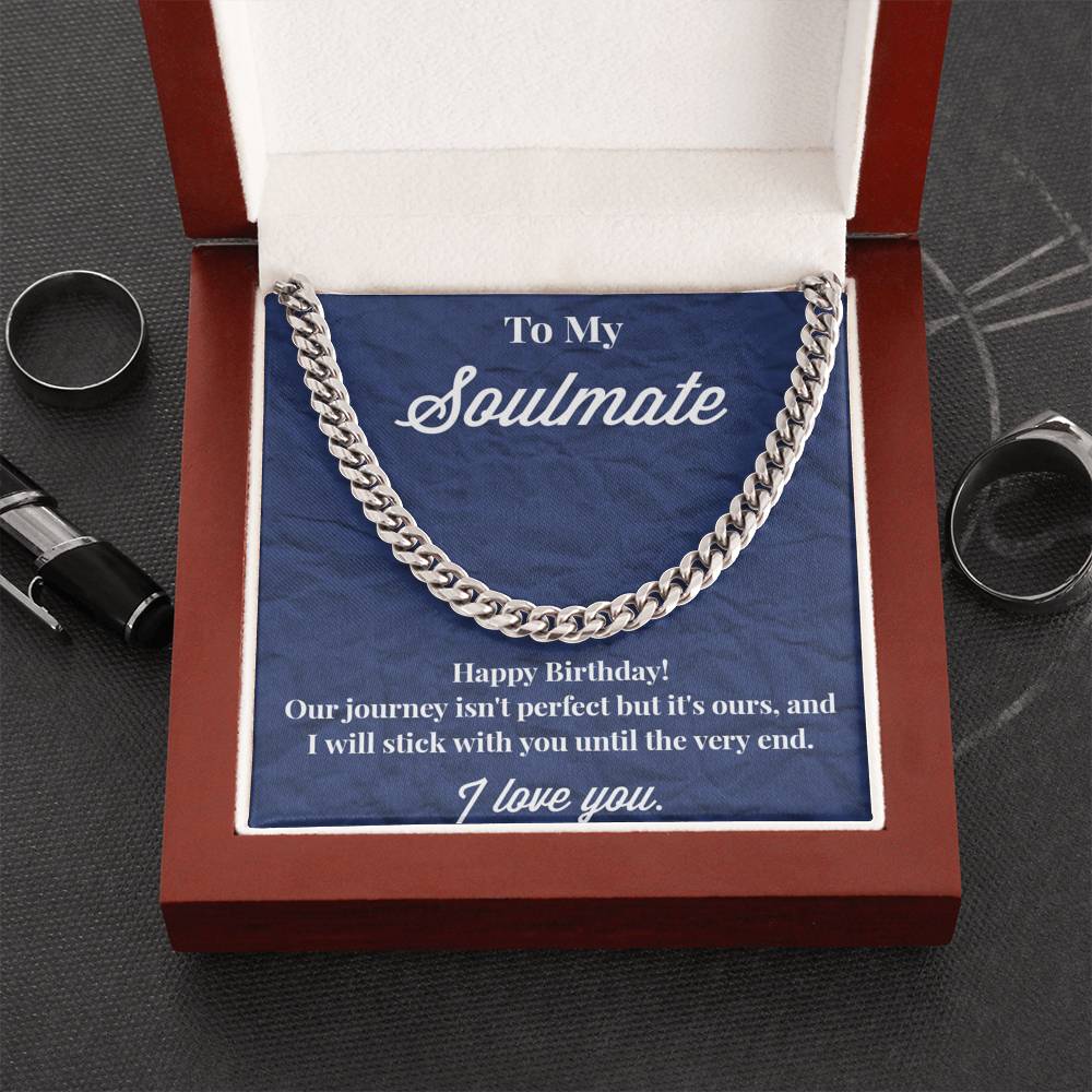 To My Soulmate Cuban Link Chain Necklace - Necklace for Husband - Boyfriend - Sweetheart