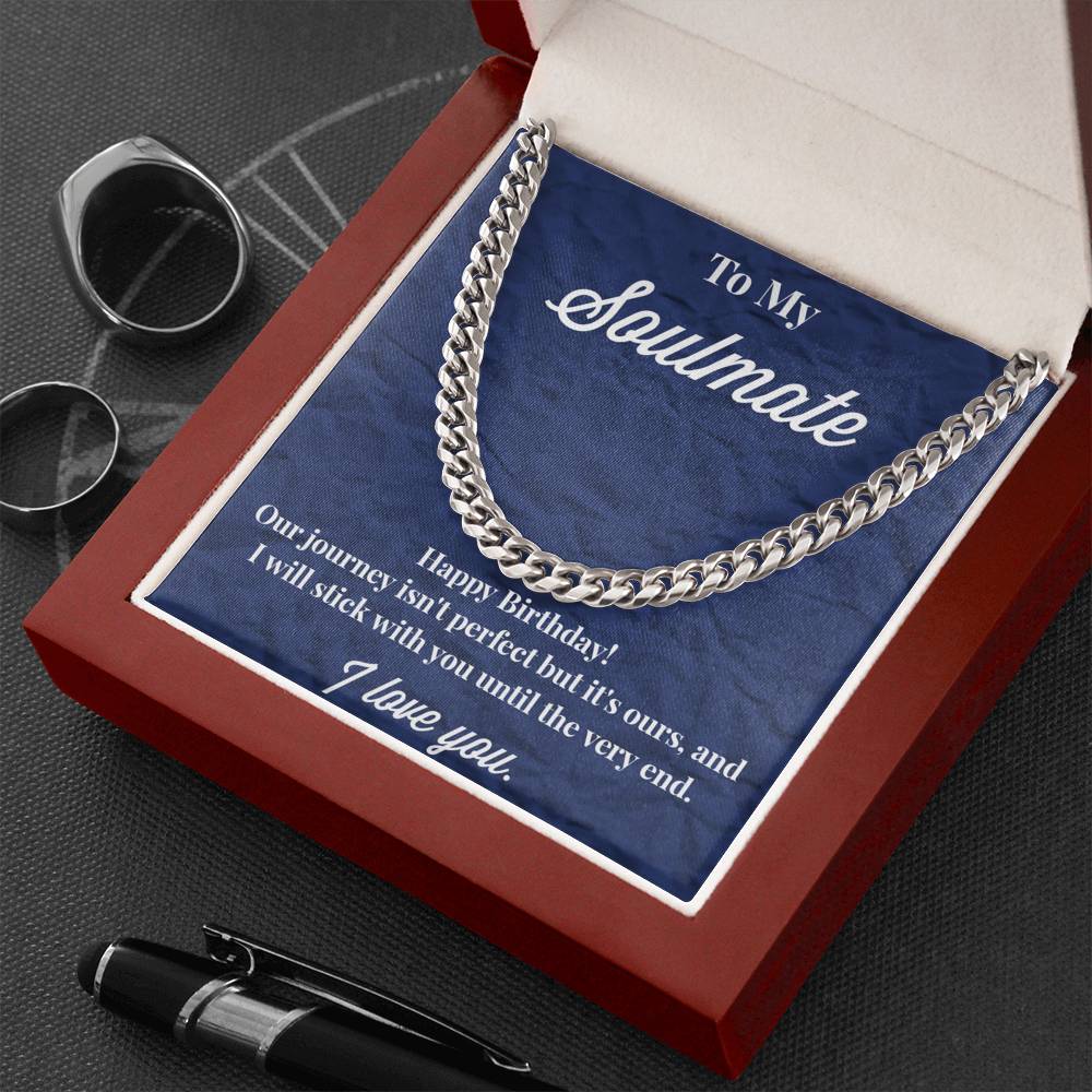 To My Soulmate Cuban Link Chain Necklace - Necklace for Husband - Boyfriend - Sweetheart