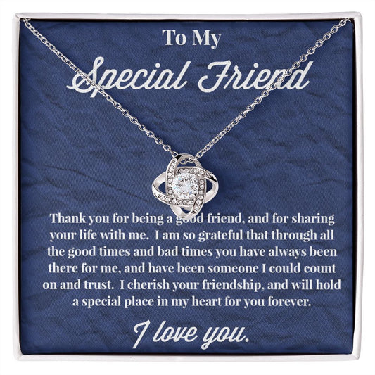 To My Special Friend Love Knot Necklace, Good Friend Necklace