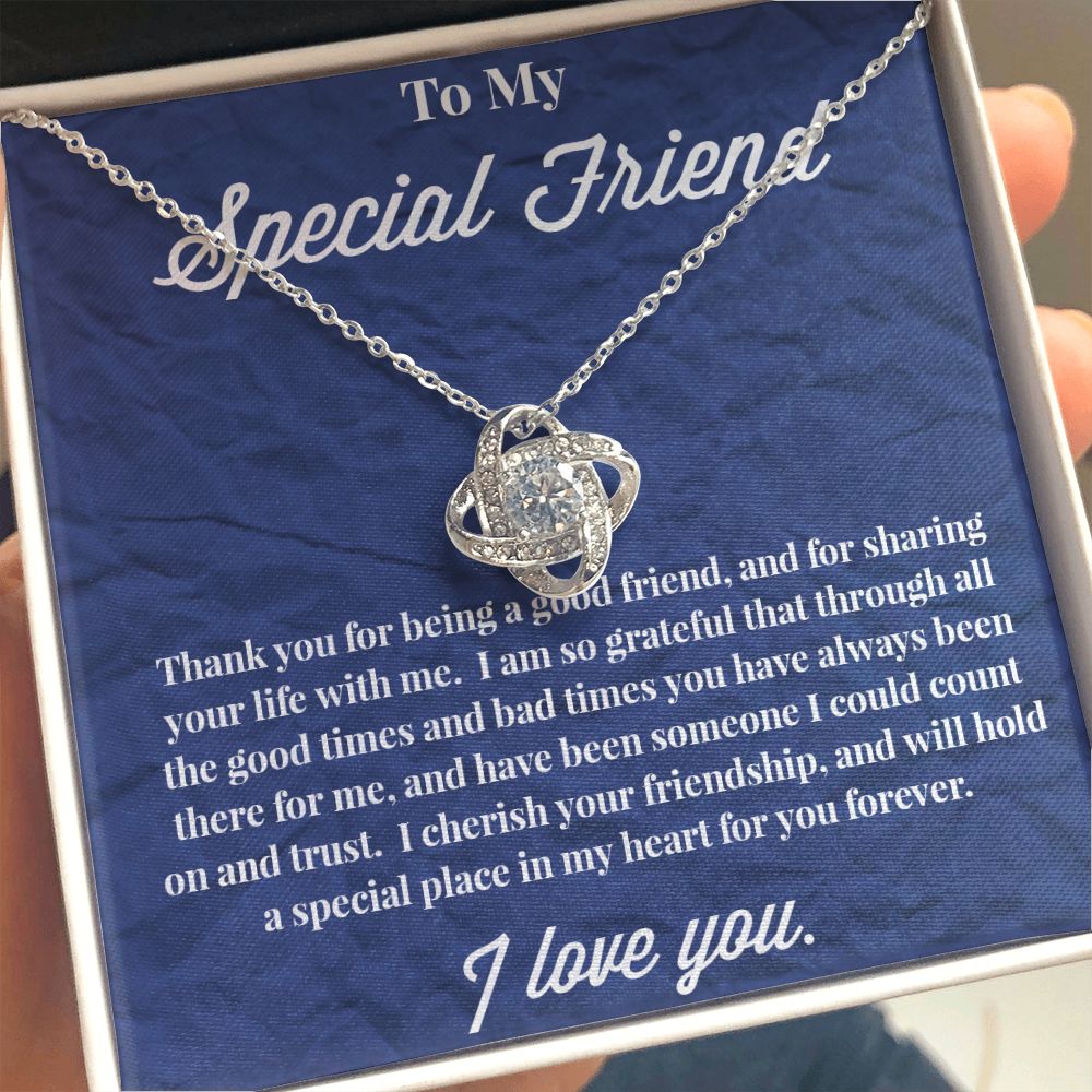 To My Special Friend Love Knot Necklace, Good Friend Necklace