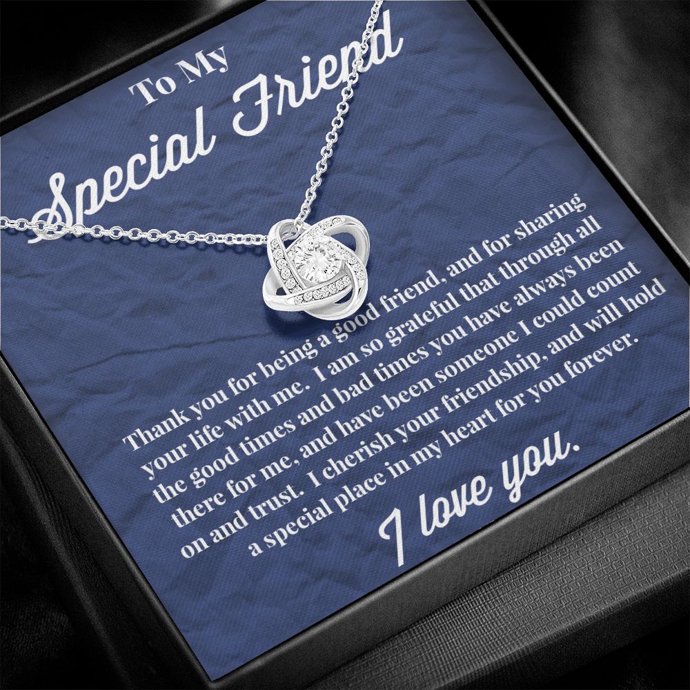 To My Special Friend Love Knot Necklace, Good Friend Necklace