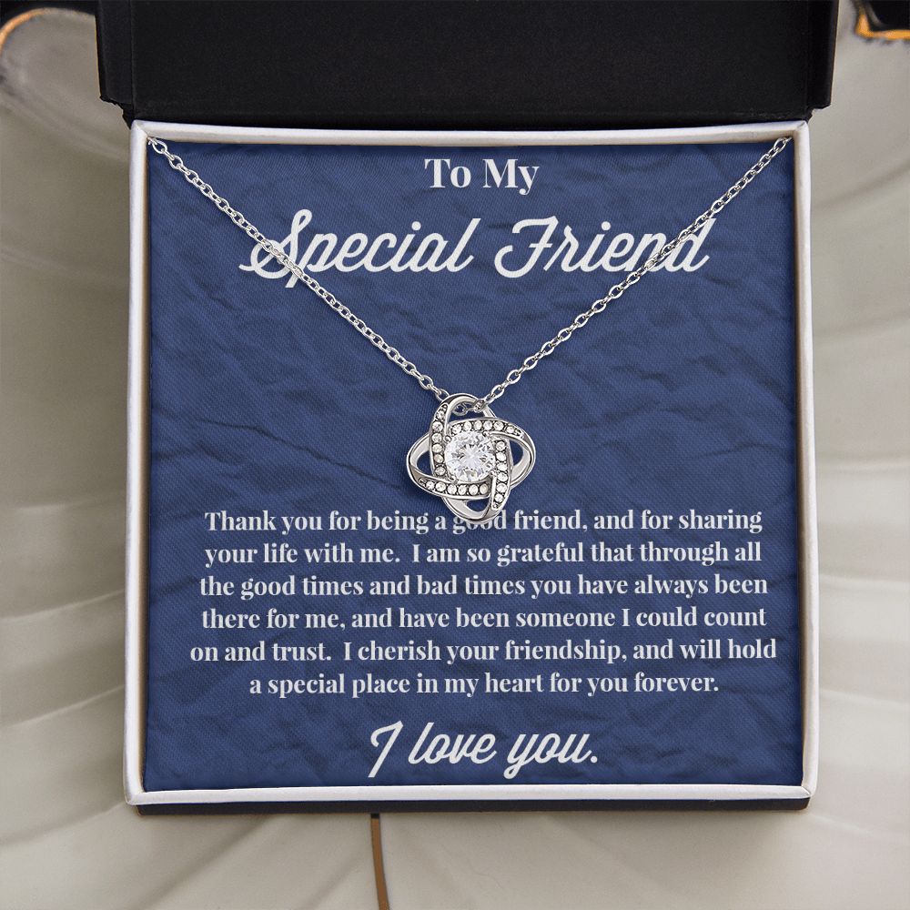 To My Special Friend Love Knot Necklace, Good Friend Necklace