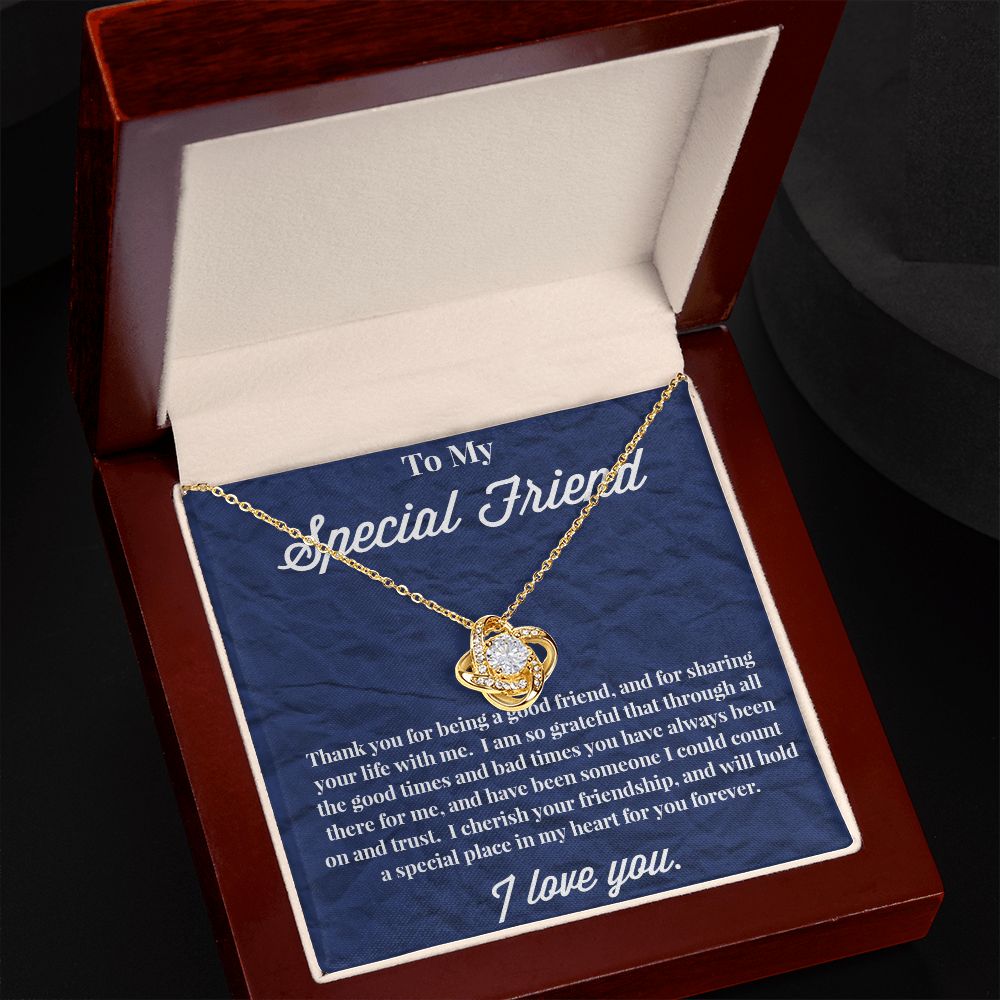 To My Special Friend Love Knot Necklace, Good Friend Necklace