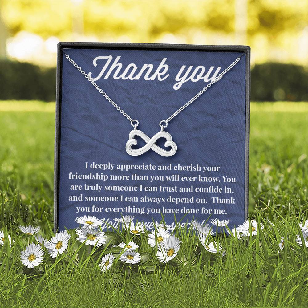 Thank You Infinity Hearts Necklace - Thank You Gift - Necklace for Friend
