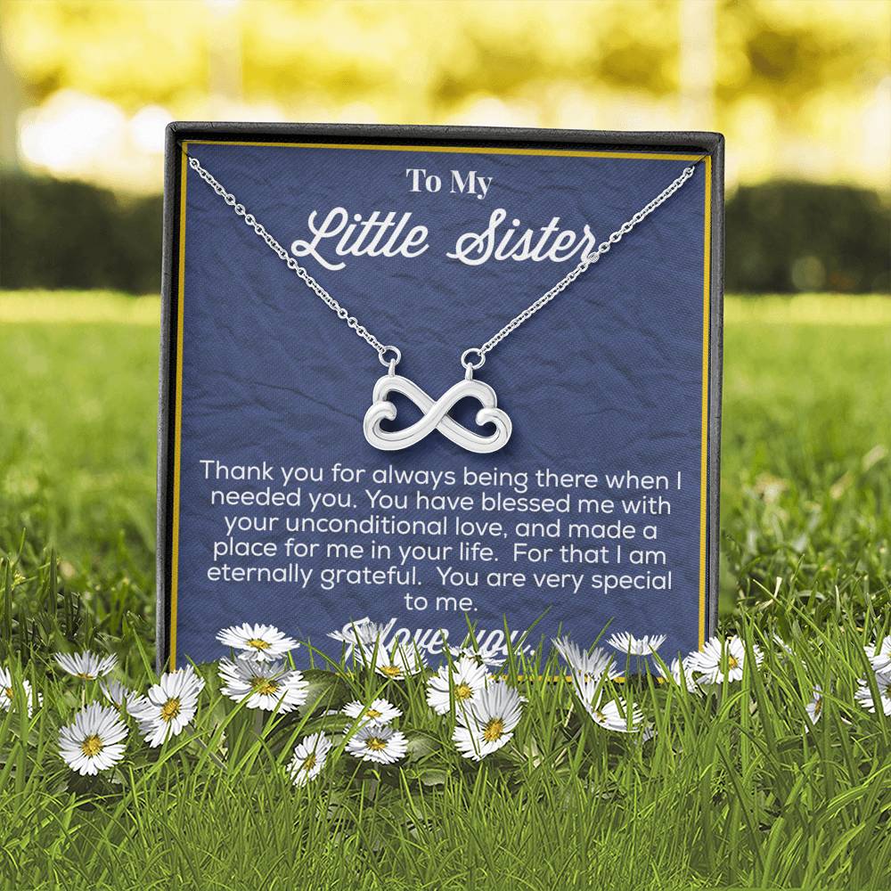 To My Little Sister Infinity Hearts Necklace