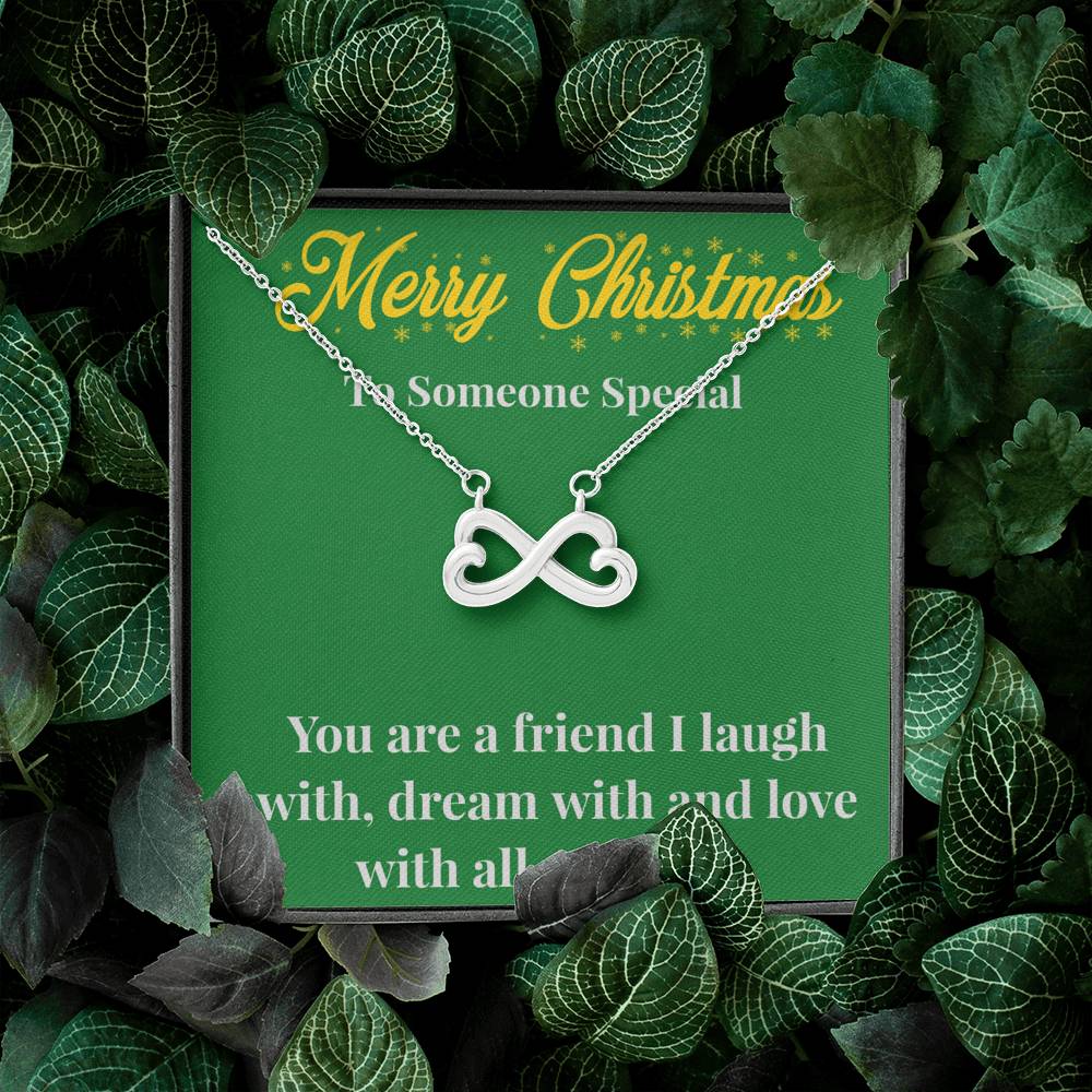 Merry Christmas To My Friend Infinity Hearts Necklace - Gift for Friend - Necklace for A Friend