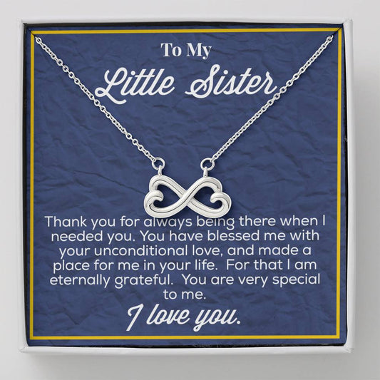 To My Little Sister Infinity Hearts Necklace