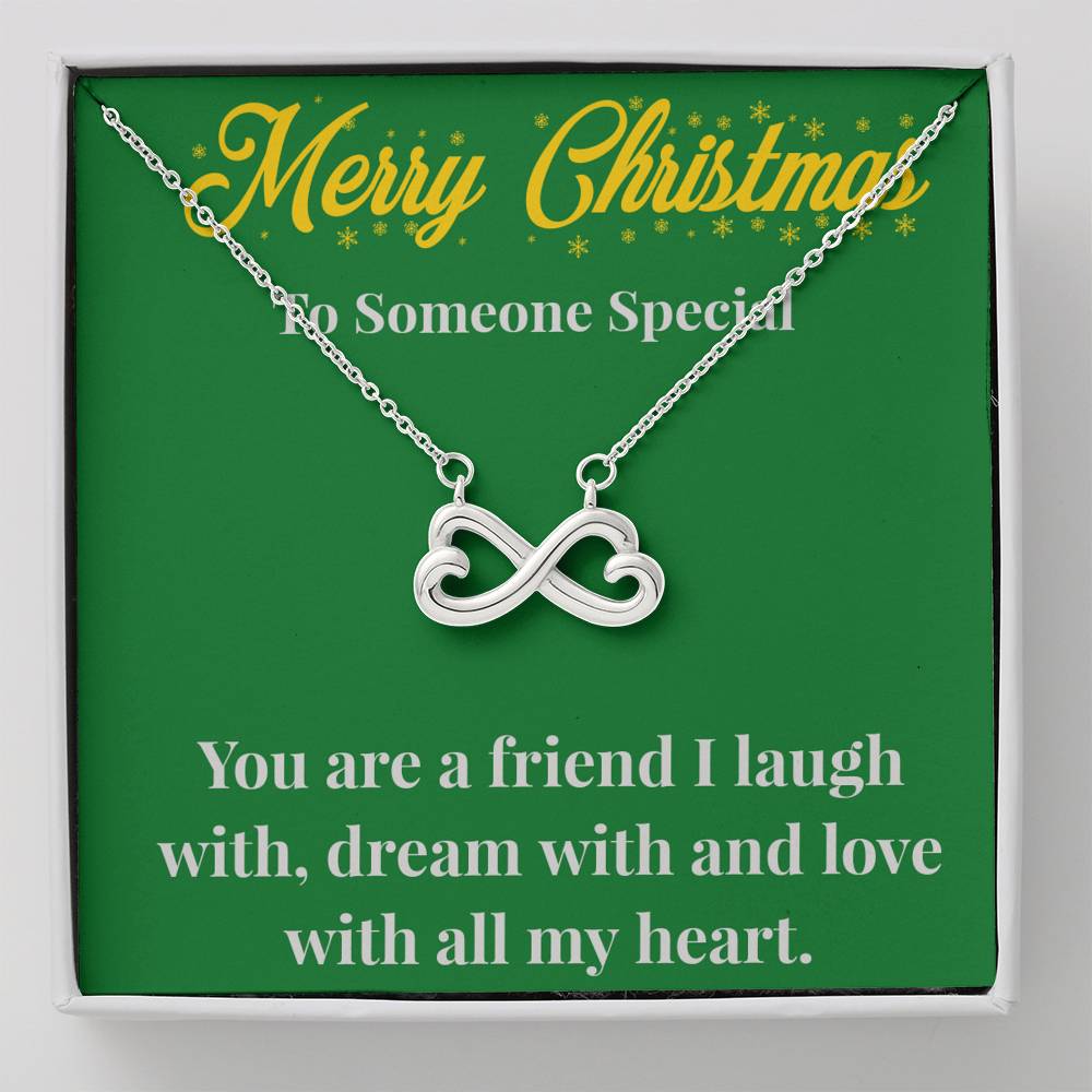 Merry Christmas To My Friend Infinity Hearts Necklace - Gift for Friend - Necklace for A Friend