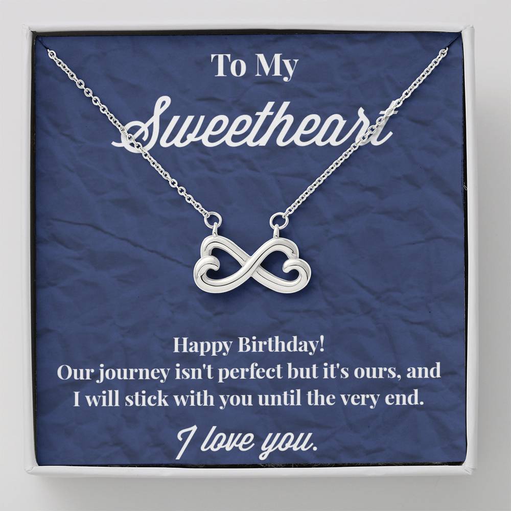 Happy Birthday To My Sweetheart Infinity Hearts Necklace - Sweetheart Necklace - Jewelry for Wife - Necklace for Wife