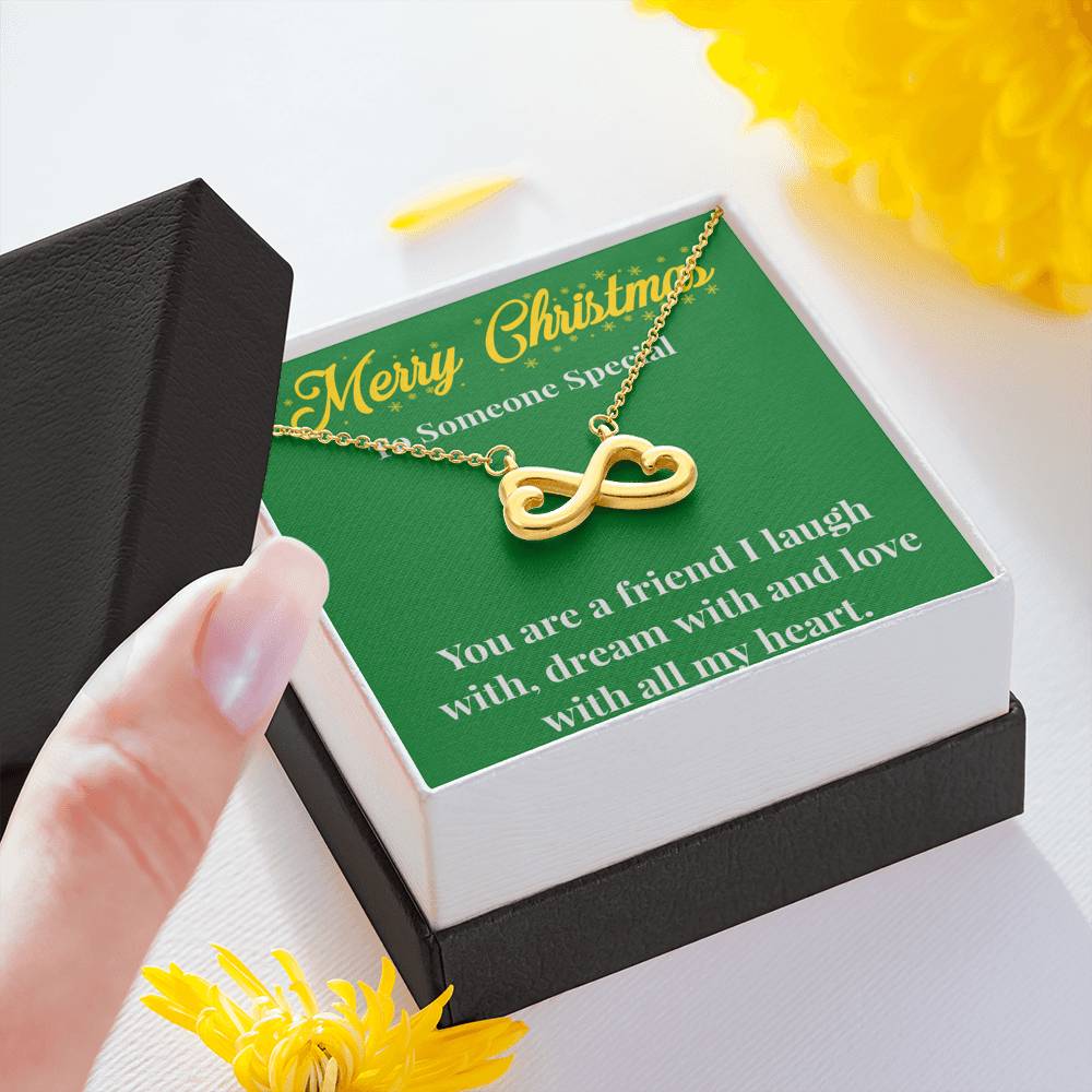 Merry Christmas To My Friend Infinity Hearts Necklace - Gift for Friend - Necklace for A Friend