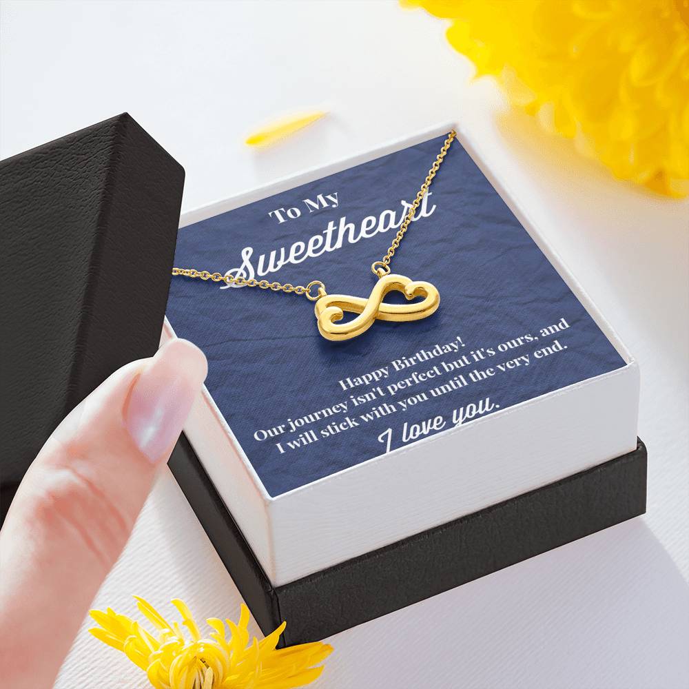 Happy Birthday To My Sweetheart Infinity Hearts Necklace - Sweetheart Necklace - Jewelry for Wife - Necklace for Wife