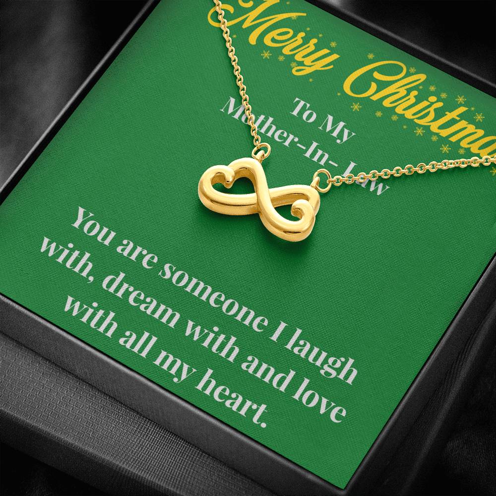 Merry Christmas To My Mother-In-Law Infinity Hearts Necklace - Gift for Mother - Necklace for Mother-In-Law