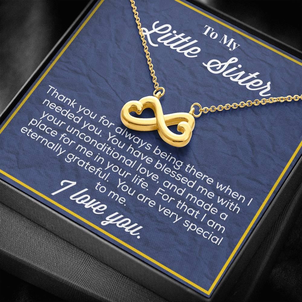 To My Little Sister Infinity Hearts Necklace