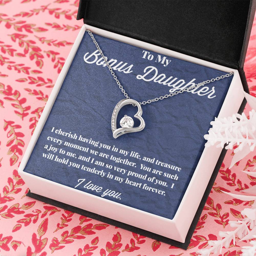 To My Bonus Daughter Forever Love Necklace, Stepdaughter Necklace, Bonus Daughter Jewelry, Nonbiological Daughter Necklace