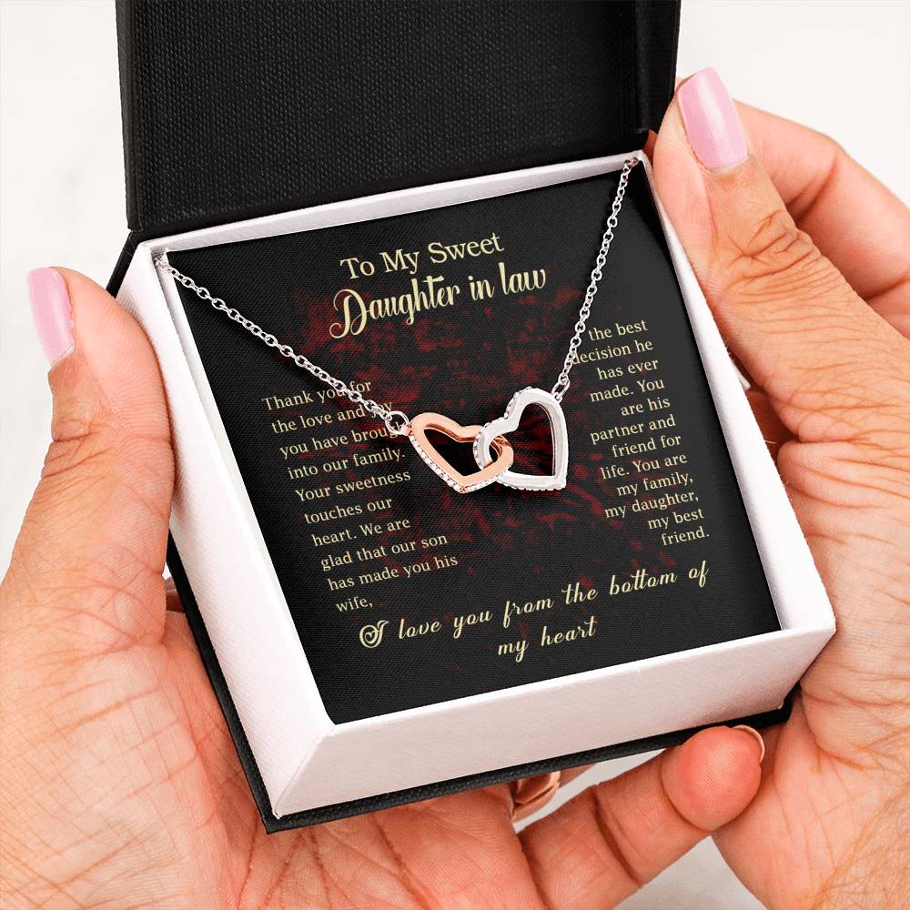 To My Sweet Daughter in Law Interlocking Hearts Necklace